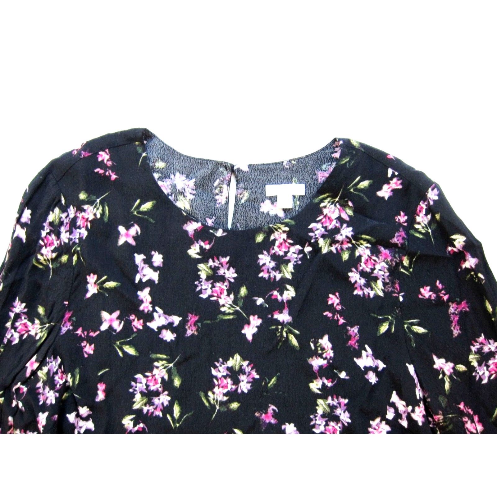 J. Jill VINTAGE J.Jill Rayon Black Purple Green White Floral Long Sleeve Tunic Blouse Large Size L / US 10 / IT 46 - 4 Thumbnail