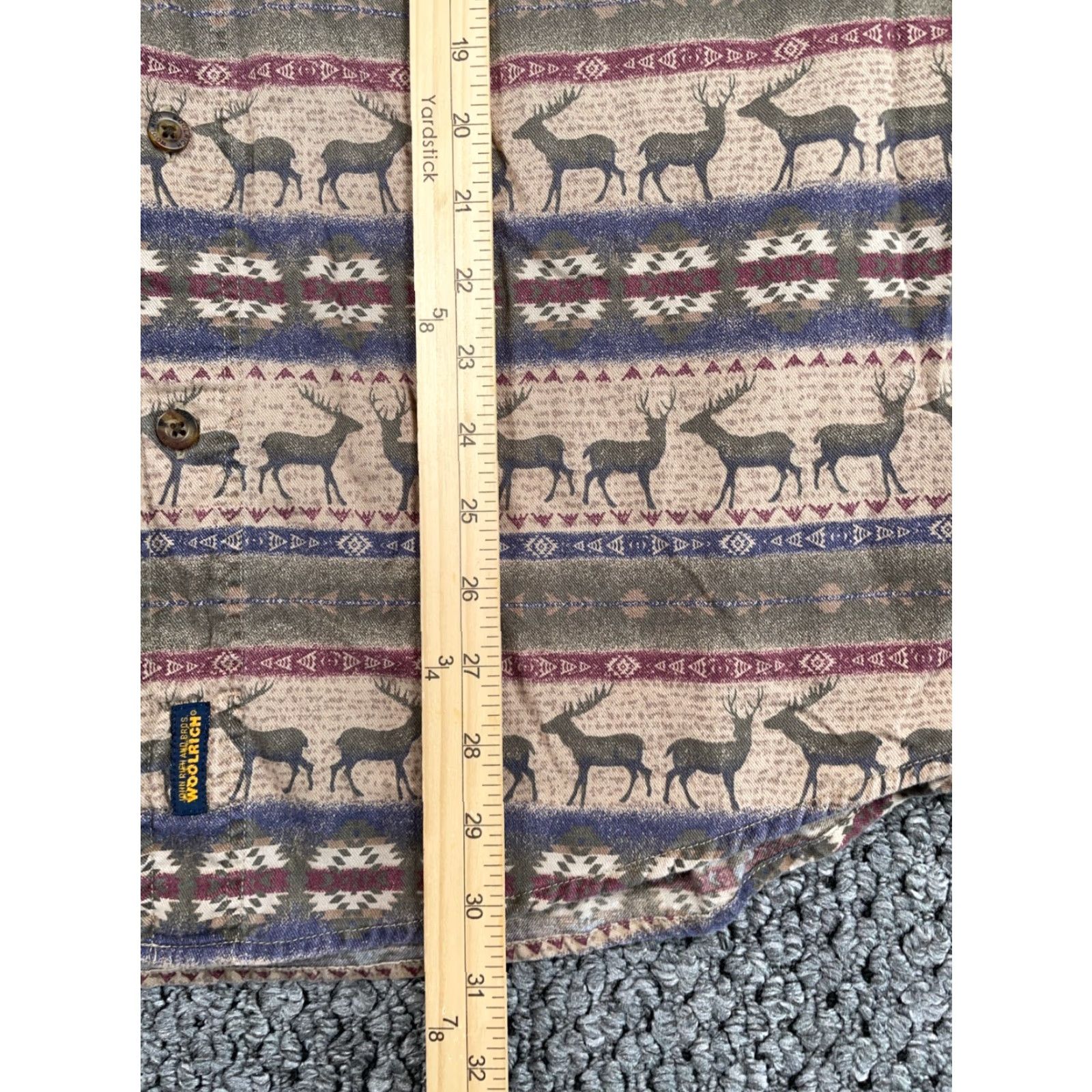 Vintage VTG Woolrich Deer Tapestry Shirt Adult XL Brown Geometric Pattern Button-Down Collared Long Sleeve Cotton Casual Workwear Mens Size US XL / EU 56 / 4 - 7 Thumbnail