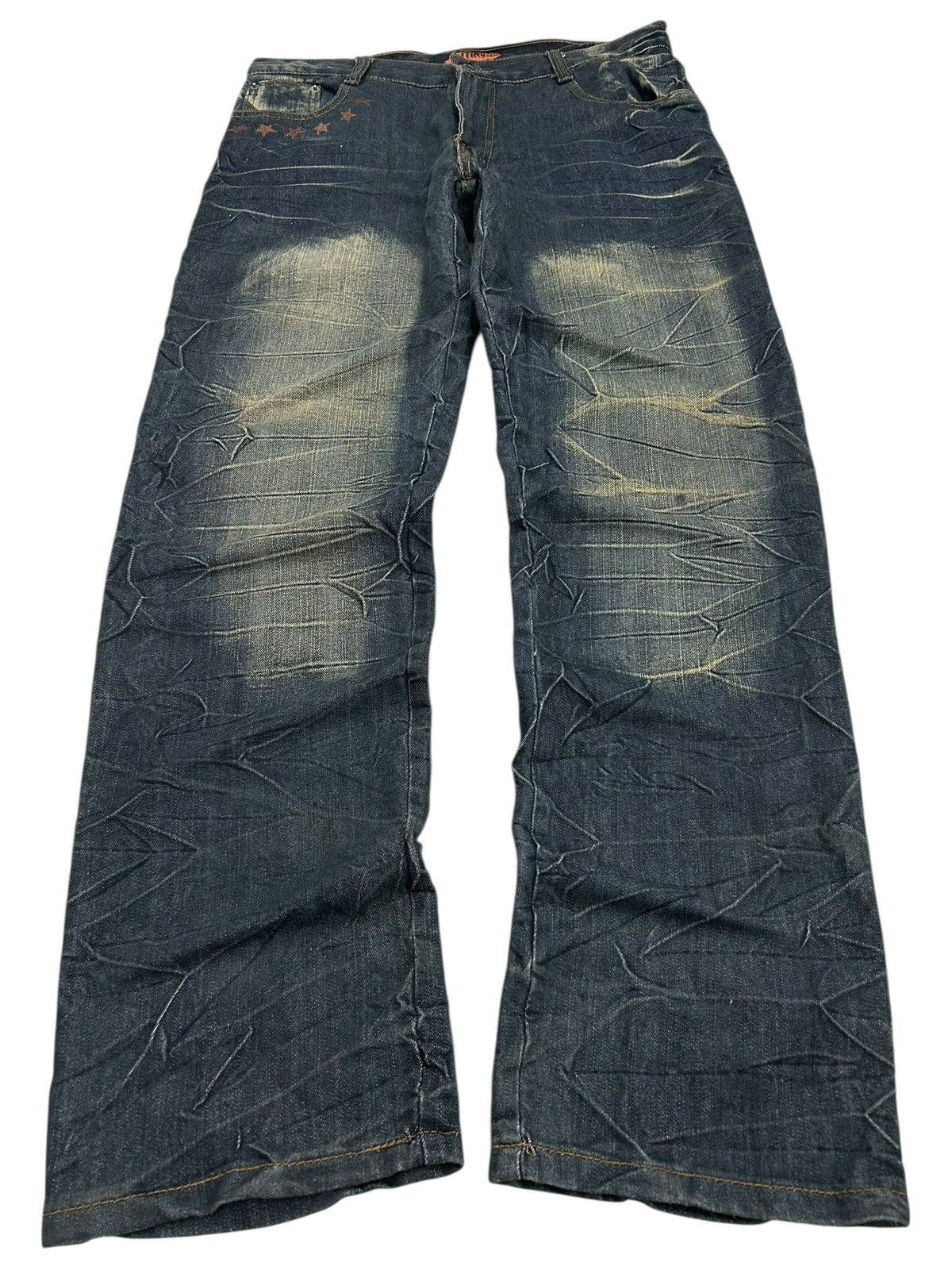 Le Grande Bleu (L.G.B.) Y2k Taiting Baggy Jeans Mud Washed Clawn Marks Size US 33 - 1 Thumbnail
