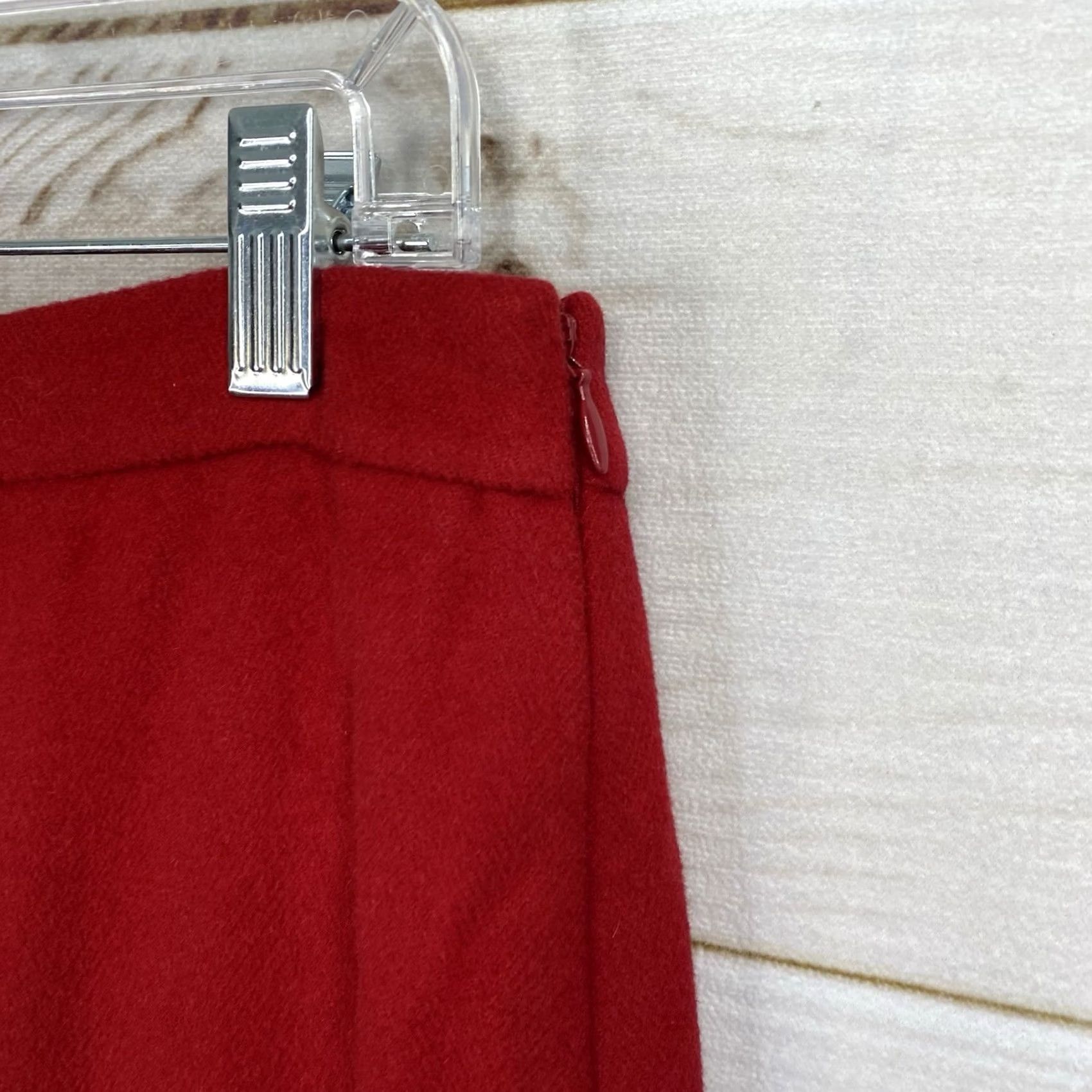 Ann Taylor VINTAGE Ann Taylor Pencil Skirt Sz 12P Red Wool Rabbit Hair Lined Pleated Back Side Zip Women Skirt 12P Red Wool Pencil Slit Lined Zip Size 34" / US 12 / IT 48 - 2 Thumbnail