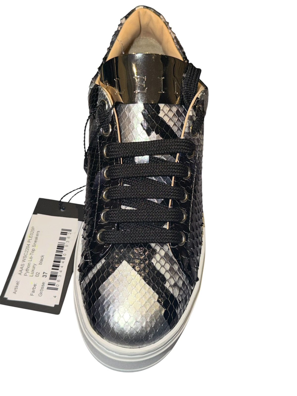 Philipp Plein Philipp Plein Python Low Top Sneakers – Black/silver Size US 7 / IT 37 - 3 Thumbnail