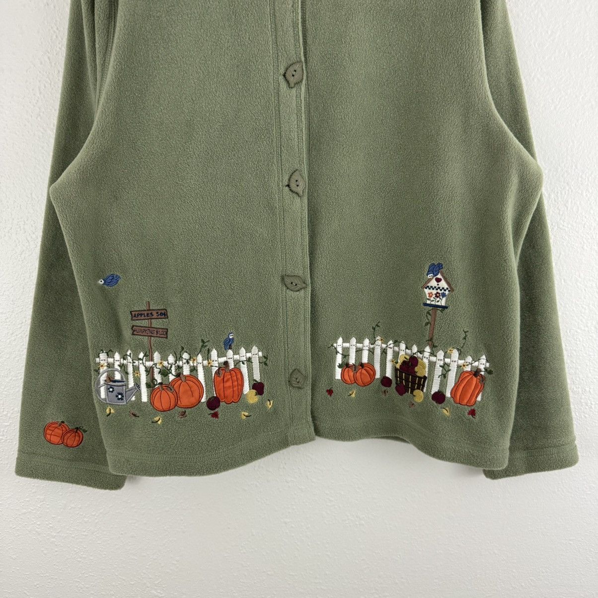 Croft & Barrow CROFT & BARROW Vintage Green Grandma Fall Fleece Cardigan Size XL / US 12-14 / IT 48-50 - 4 Thumbnail