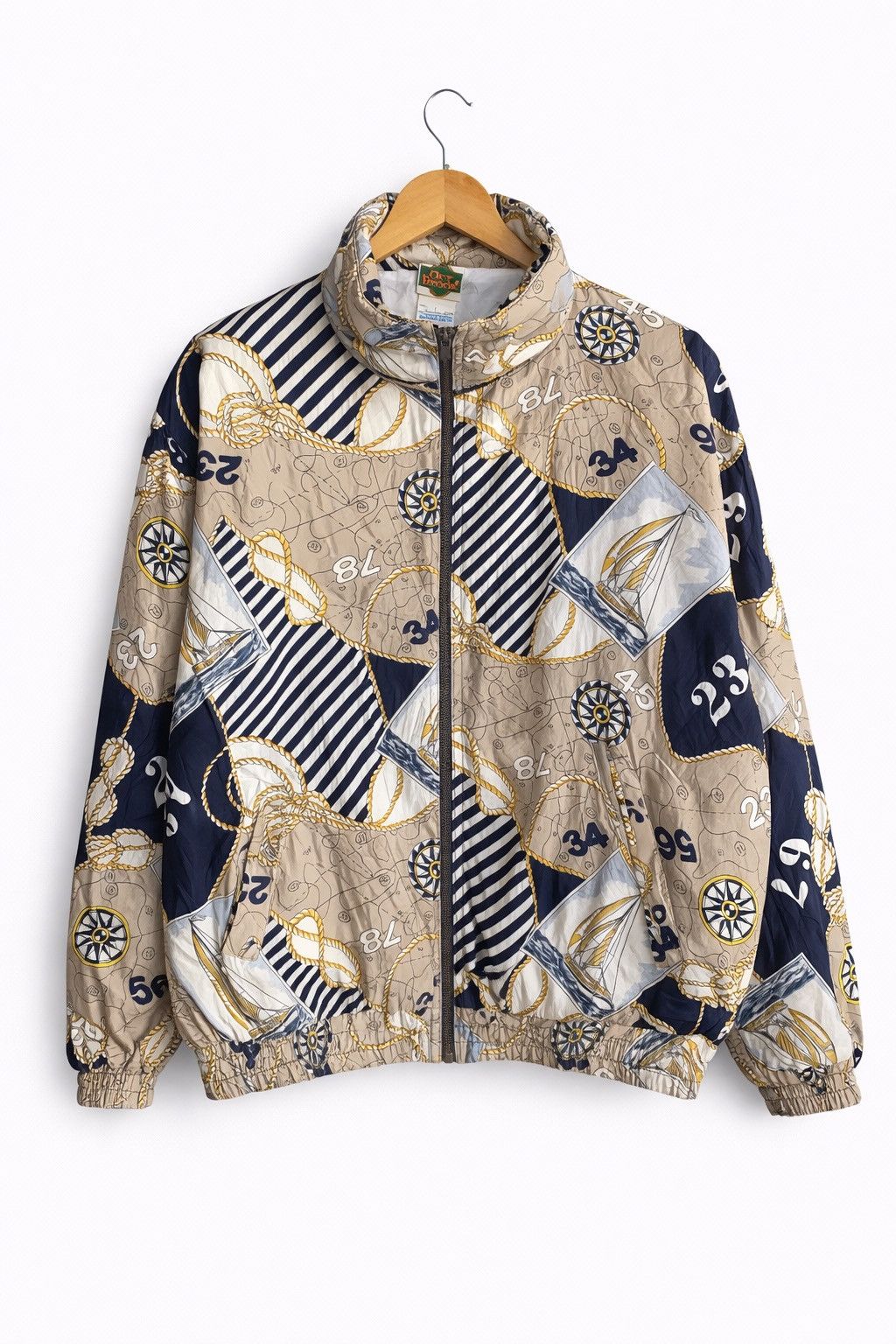 Japanese Brand Out Brook Nautical Print Jacket | Vintage Sailing Pattern Size US L / EU 52-54 / 3 - 1 Thumbnail