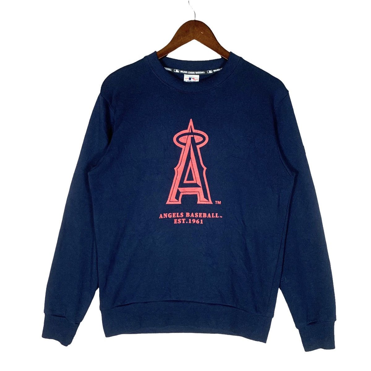 image of Genuine Merchandise By True Fan x Mlb Vintage Angels Baseball Mlb Crewneck Sweatshirt Size S in Blu