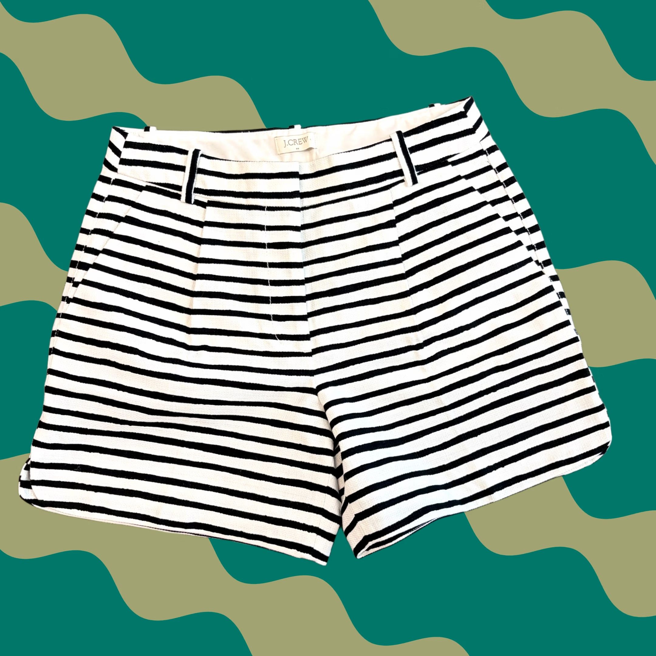 Vintage VINTAGE J Crew Black White Striped Preppy Mini Shorts Women’s 0 NWT Short Shor ts Size 25" / US 0 / IT 36 - 1 Thumbnail
