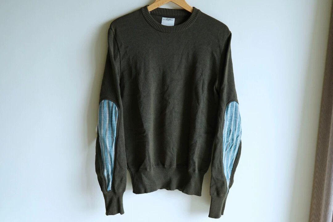 Visvim Green Long Sleeve Sweater with Contrast Elbow Patches Size US S / EU 44-46 / 1 - 1 Thumbnail