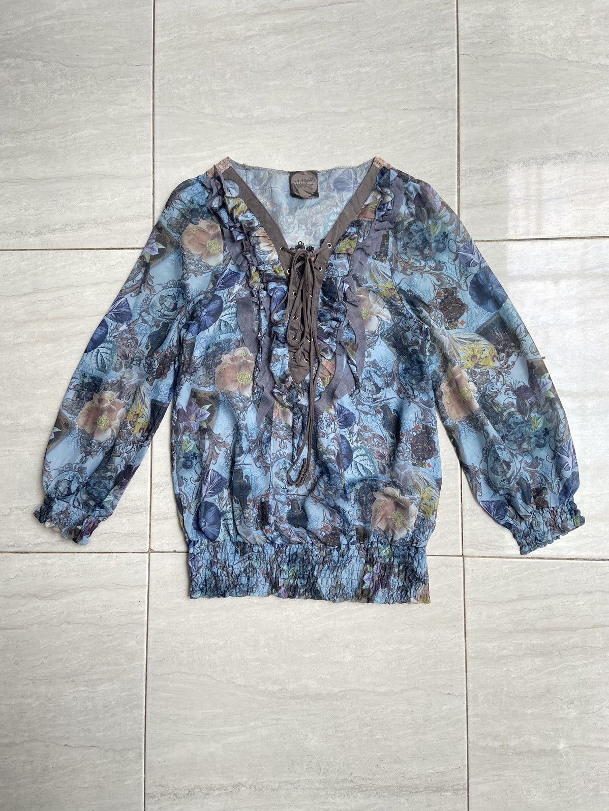 Designer × Japanese Brand × Seditionaries OZZ ANGELO Flower Motive Blouse Size XS / US 0-2 / IT 36-38 - 1 Thumbnail