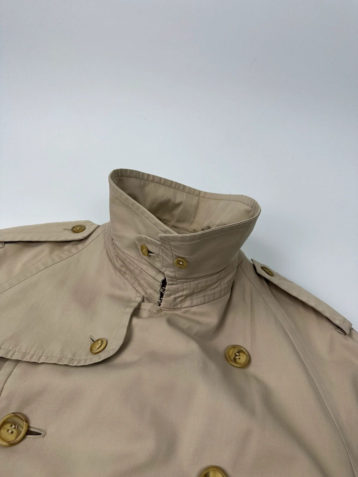 Burberry Burberrys 80’s Beige Trench Coat Jacket Double Breasted Size US L / EU 52-54 / 3 - 3 Thumbnail