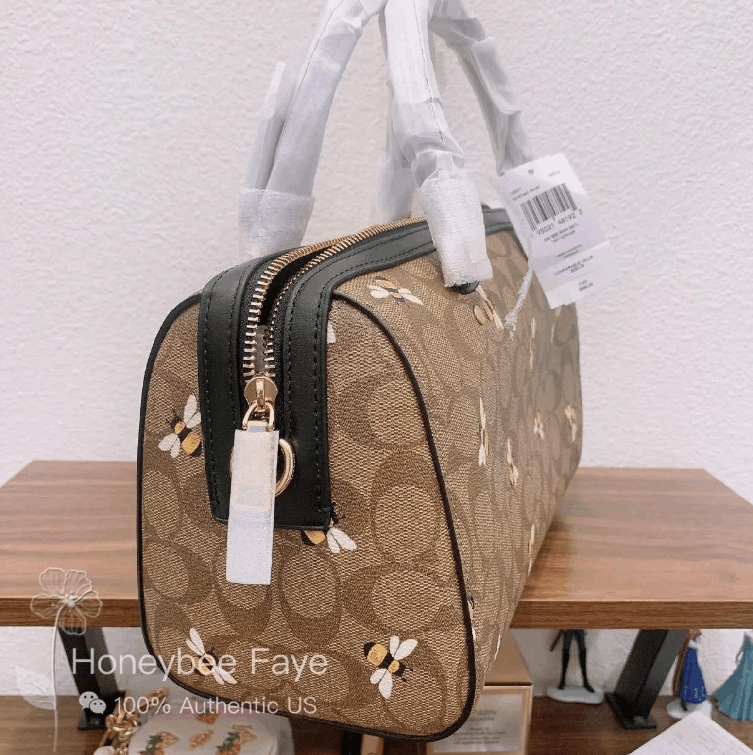 Coach Rowan Satchel Bag In Signature Canvas With Bee Print C8591 Size ONE SIZE - 4 Thumbnail