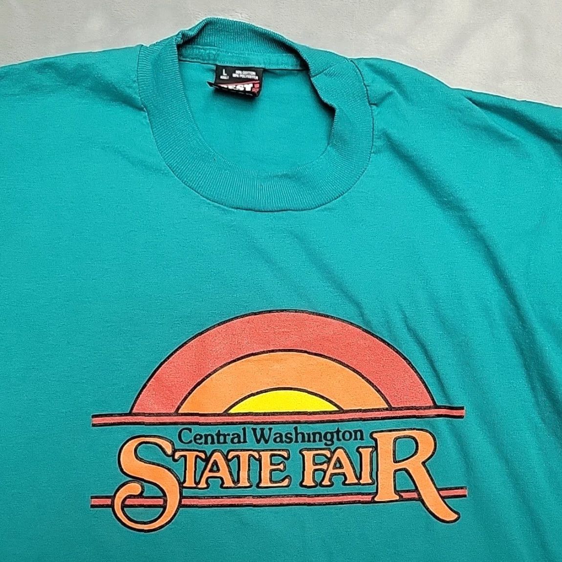 Vintage VINTAGE Best Central Washington State Fair Shirt Mens L Green Single Stitch USA Crew Neck Short Sleeve Jersey Cotton Polyester Solid Graphic Print Men Size US L / EU 52-54 / 3 - 2 Thumbnail