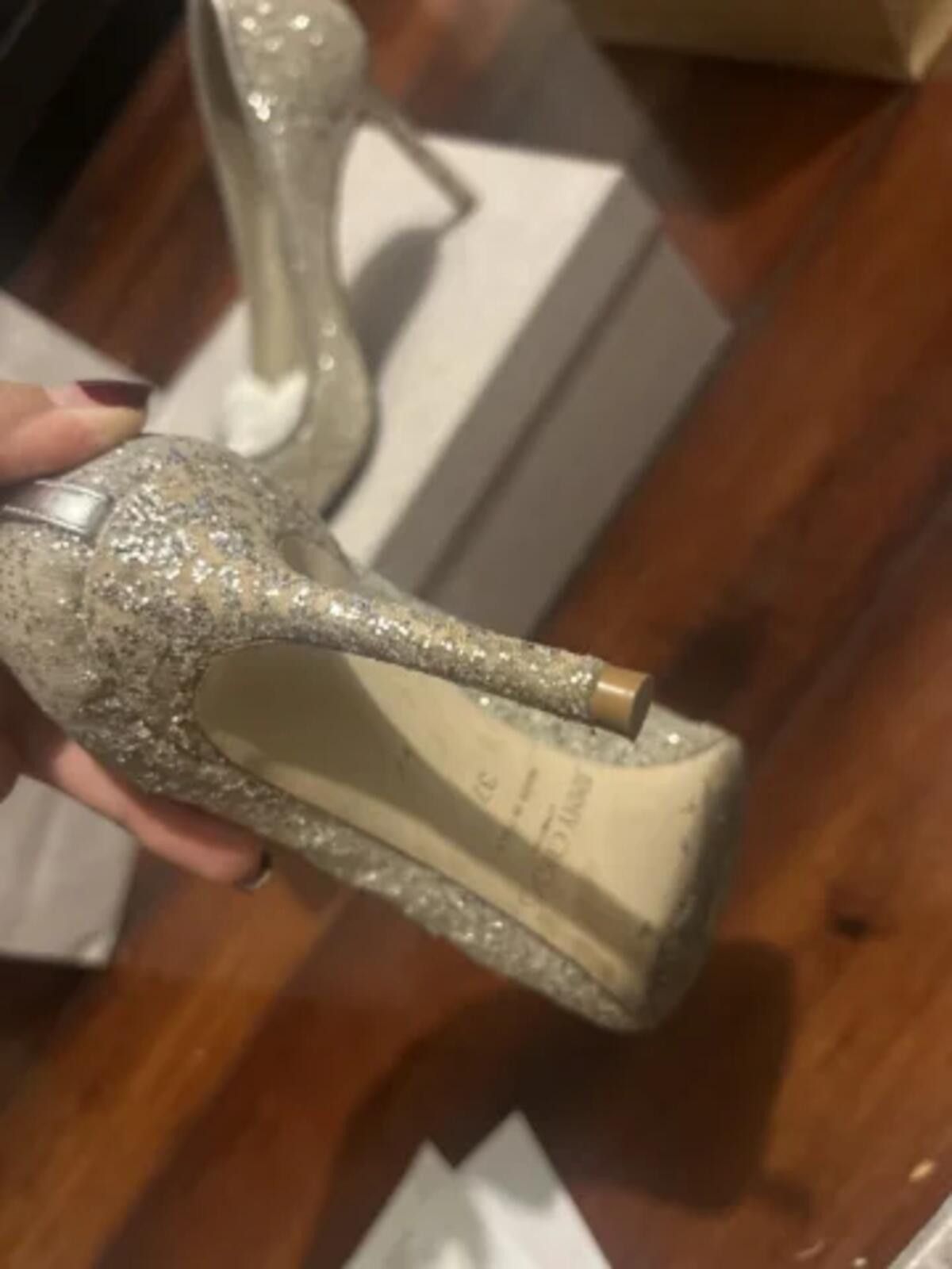 Jimmy Choo JIMMY CHOO Champagne Coarse Glitter Pumps ROMY 85 Size US 6.5 / IT 36.5 - 3 Thumbnail