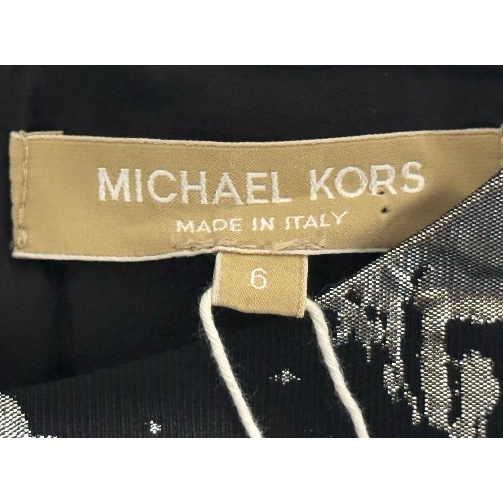 Michael Kors NWT Michael Kors Dress Sheath Metallic Houndstooth Dogtooth Silver Black 6 Womens Size M / US 6-8 / IT 42-44 - 3 Thumbnail