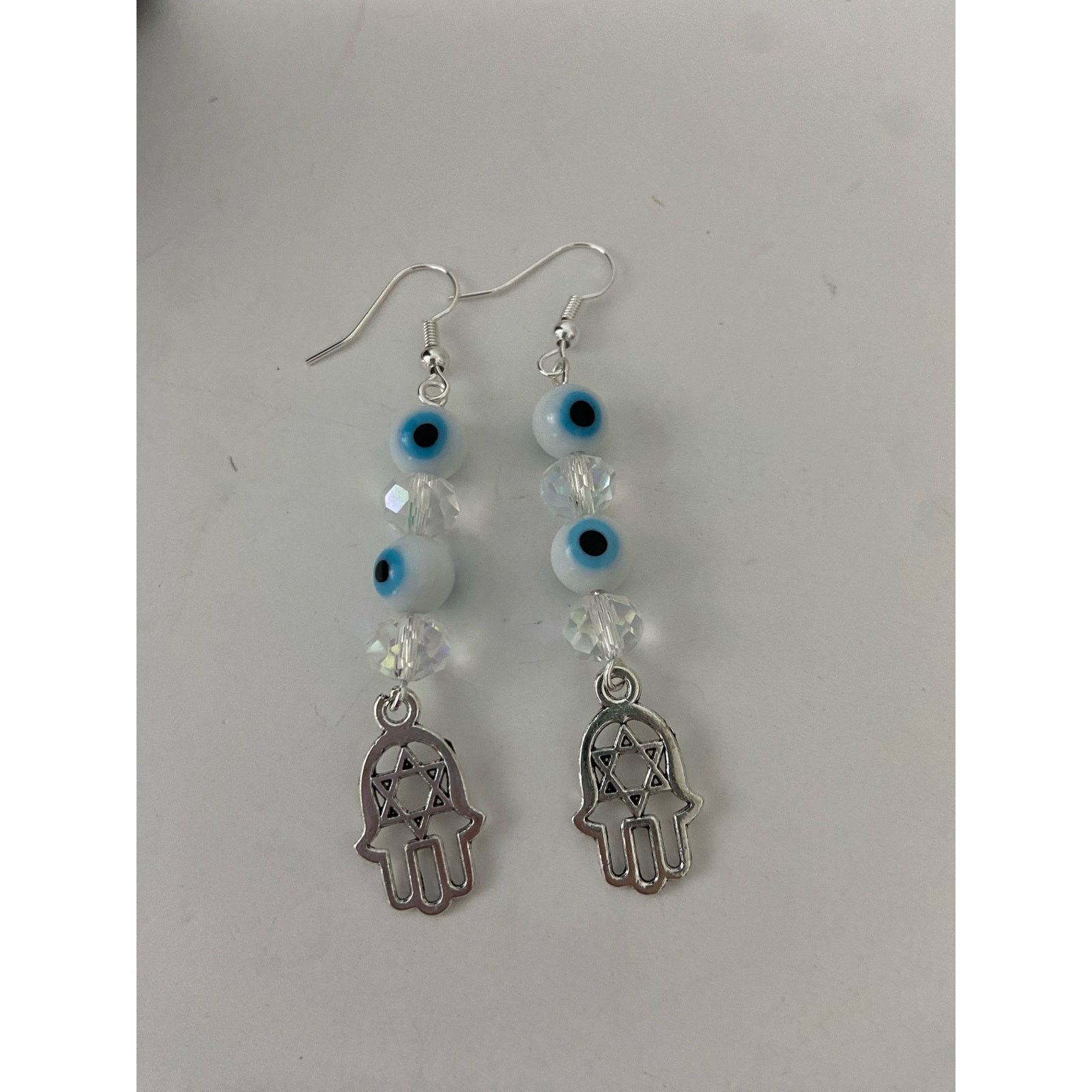 Handmade hamsa earrings silver tone Size ONE SIZE - 4 Thumbnail