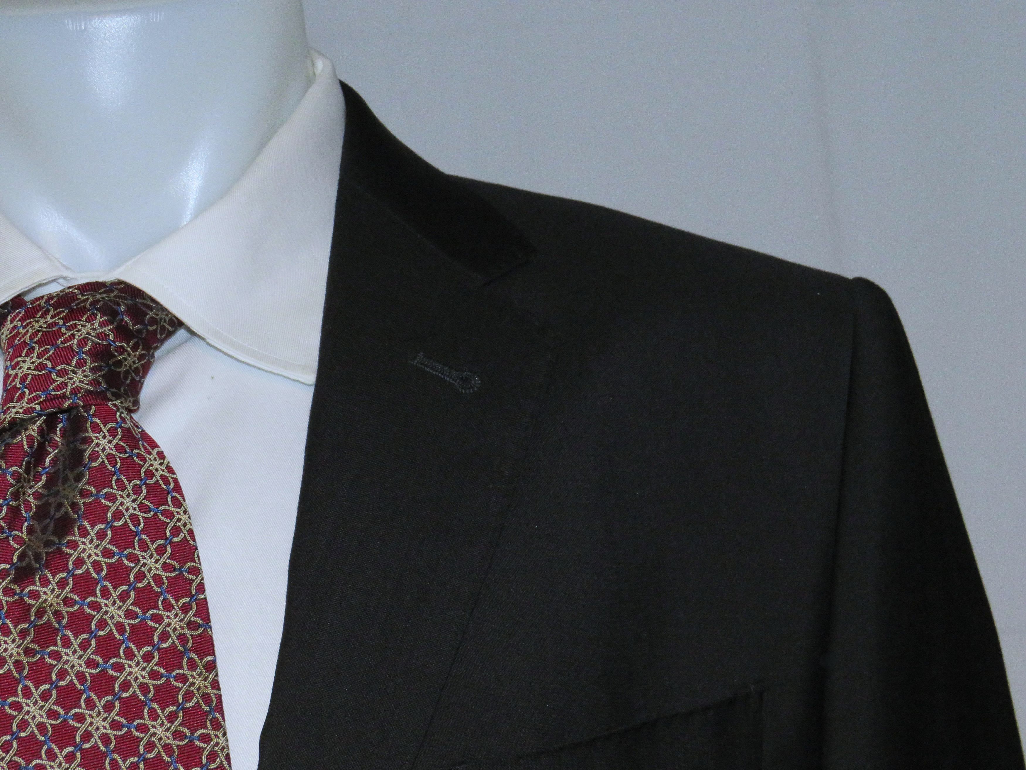 Valentino Solid Black Fleece Wool Two Button Suit 44 Size 44R - 6 Thumbnail