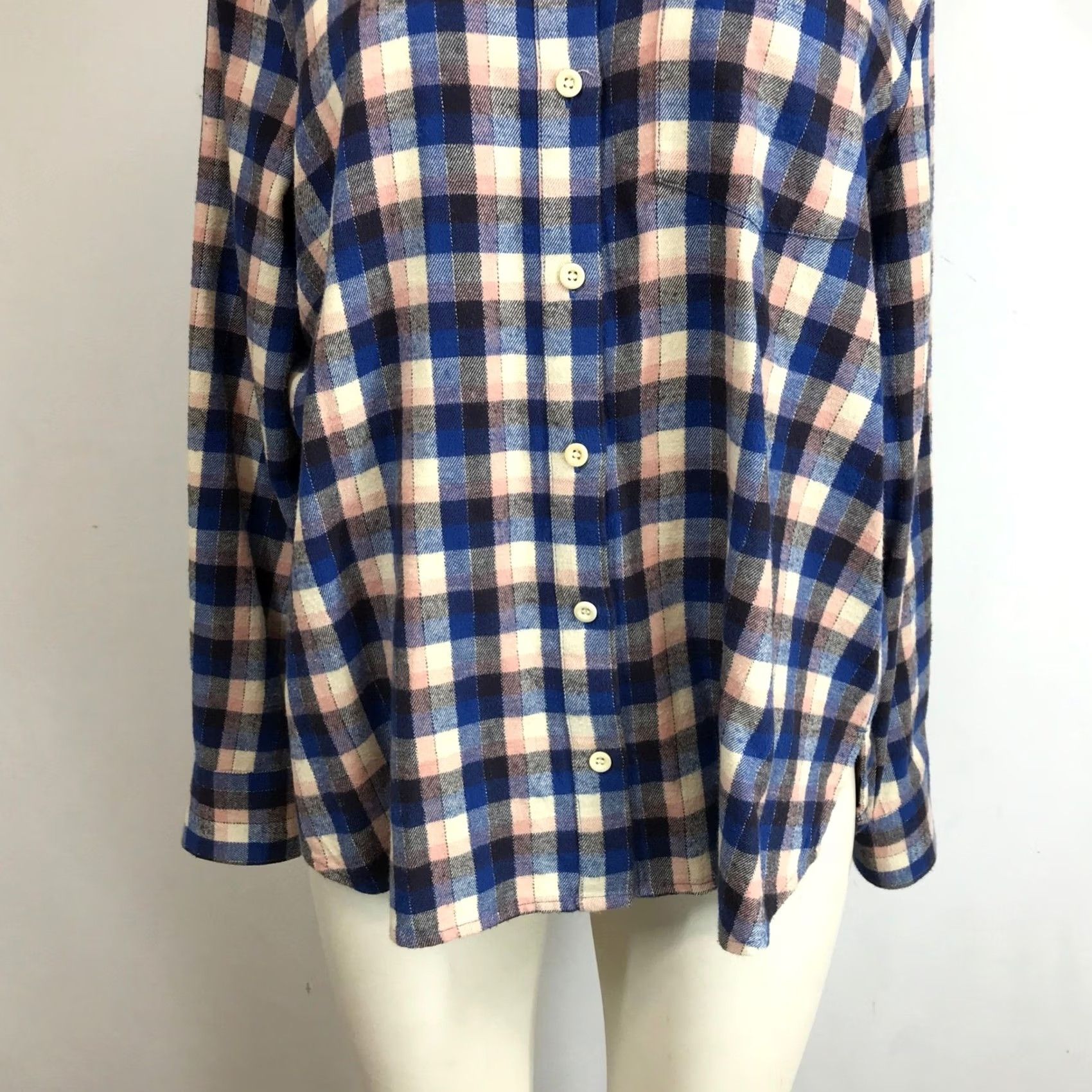 Madewell Madewell Womens Small Blue Pink Plaid Flannel Button Down Shirt Cotton Relaxed Size S / US 4 / IT 40 - 3 Thumbnail
