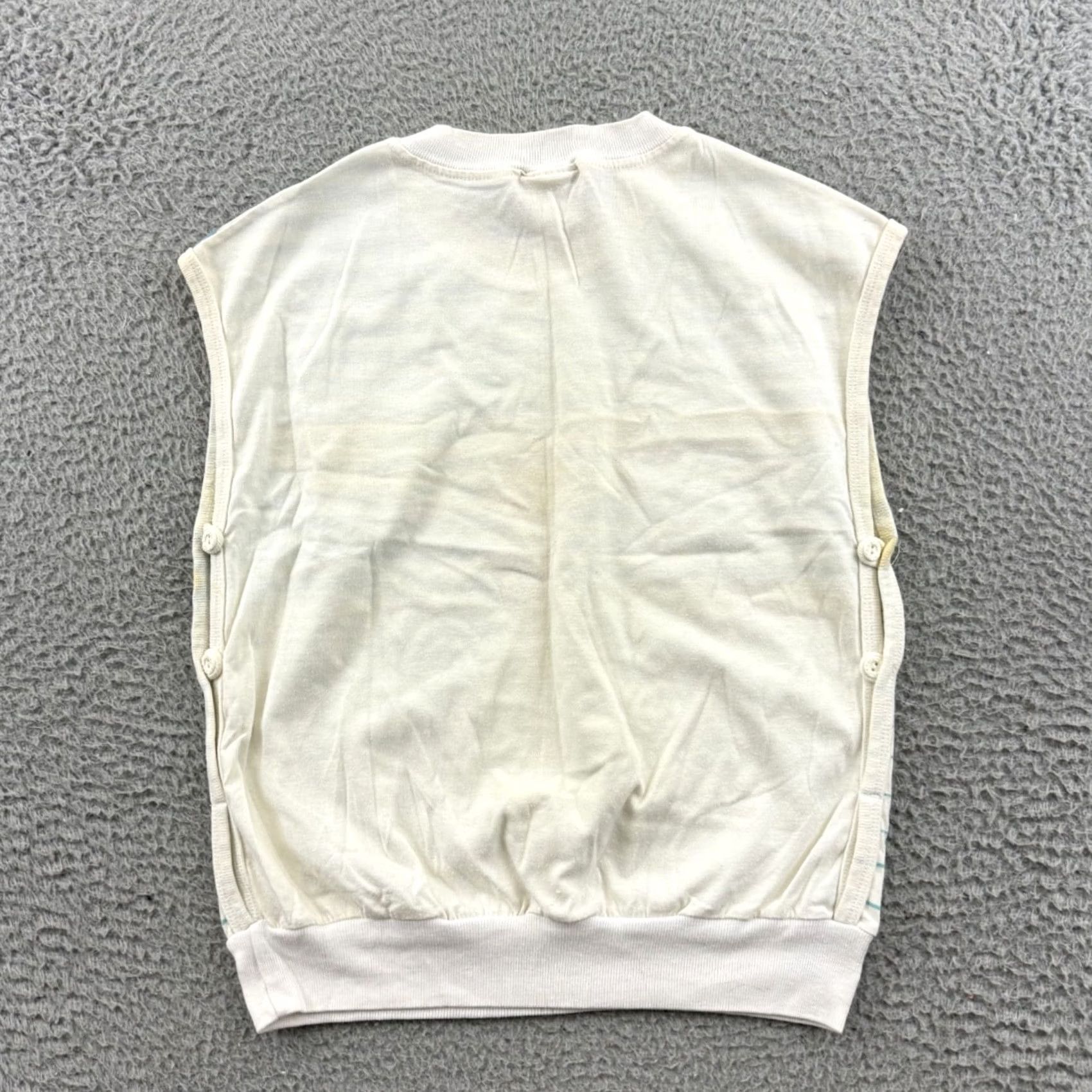 Ocean Pacific VINTAGE Ocean Pacific Shirt Womens M Striped Sleeveless Top 80s Beach Surf White Cotton Polyester Ocean Pacific Ballistic Size M / US 6-8 / IT 42-44 - 5 Thumbnail