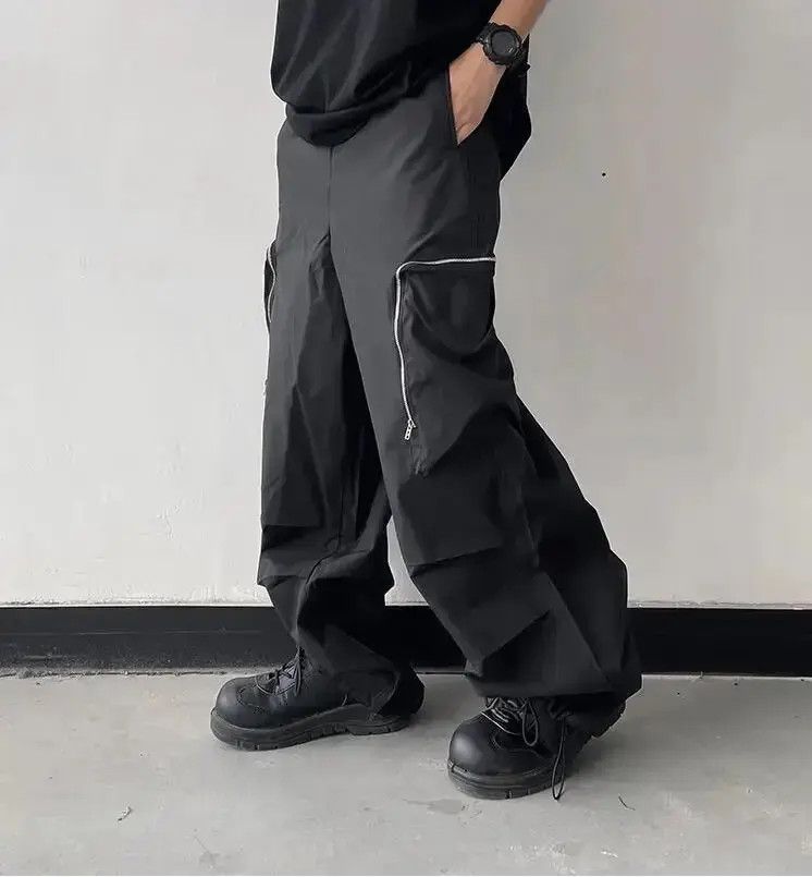 Japanese Brand Baggy Cargo Pants Straight Casual Harajuku Y2K Style Pockets Size US 34 / EU 50 - 1 Thumbnail