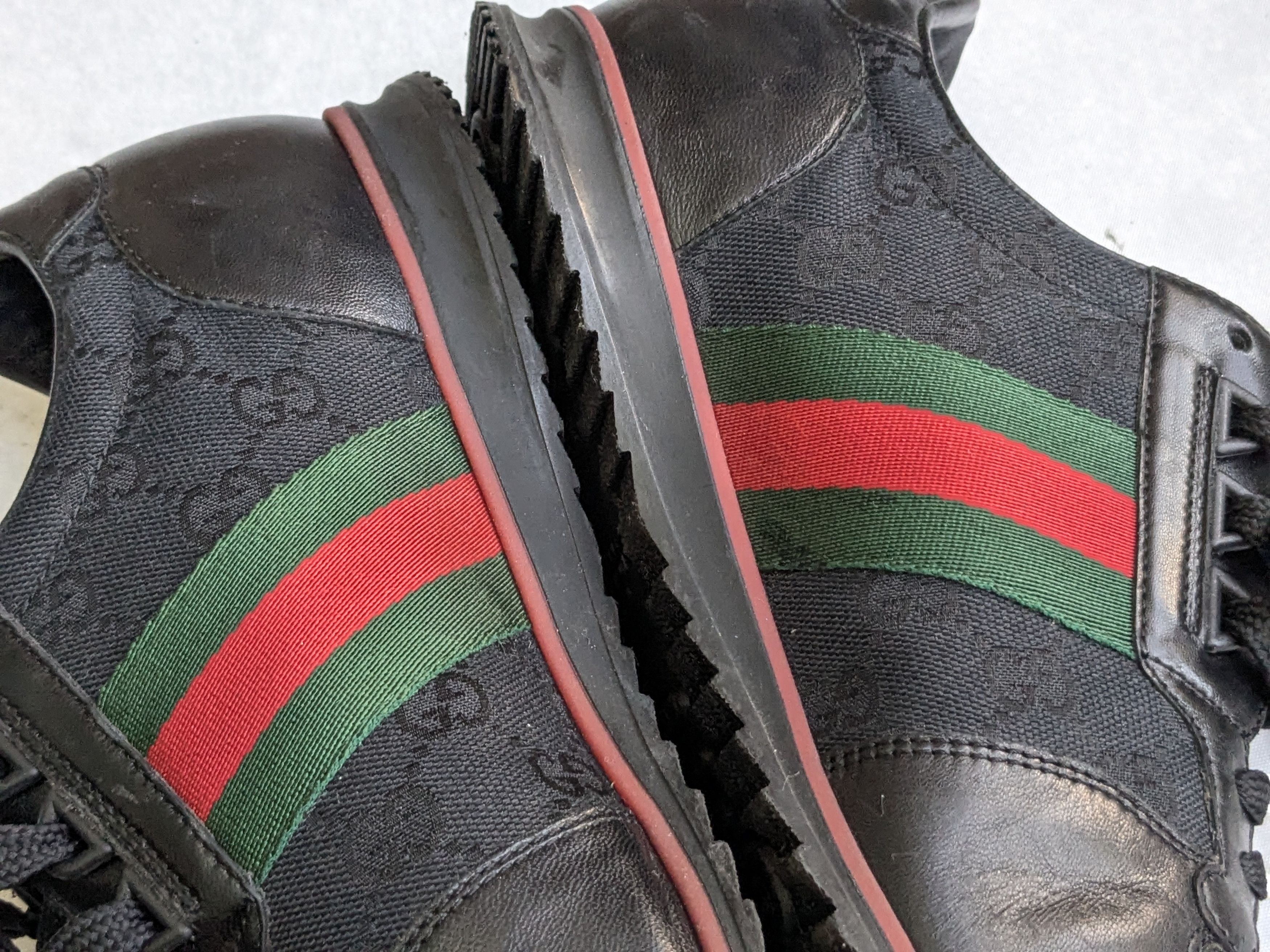 Gucci Gucci Sneakers Black 9.5 Web Leather Low Tops Size US 9.5 / EU 42-43 - 14 Thumbnail