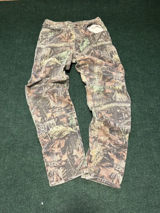 Wrangler PRO GEAR Camouflage Pattern Realtree Camo Tapered Denim Pants, Men's Size W34 cotton Khaki type Vintage Second Hand