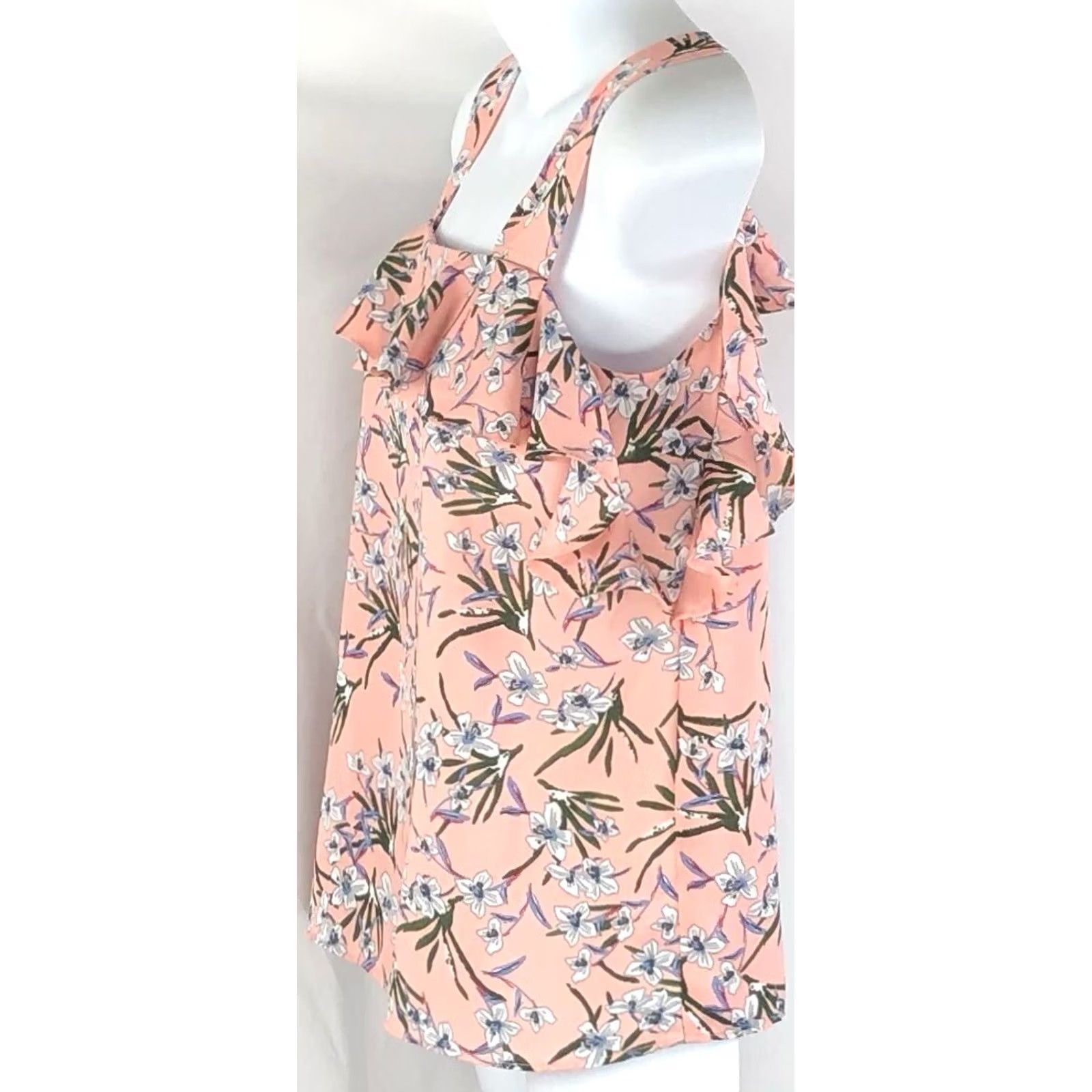 Banana Republic Banana Republic Tank Cami Top XS Peach Floral Tiered Ruffles Boho Coconut Girl Womens Size XS / US 0-2 / IT 36-38 - 2 Thumbnail