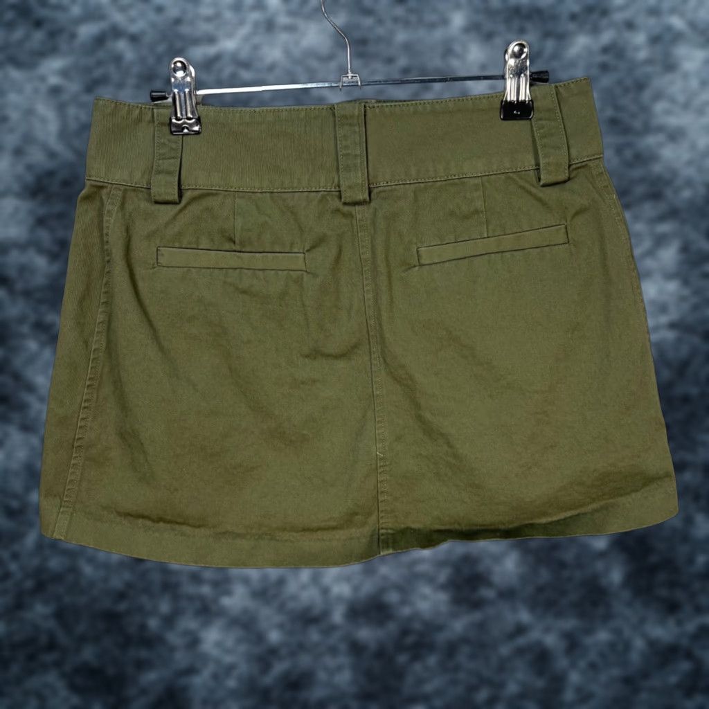 Mango Mango Skirt Womens 4 Olive Green Pleated Mini Cotton Blend Adult Regular Short Spring Summer Womens Size 27" / US 4 / IT 40 - 1 Thumbnail