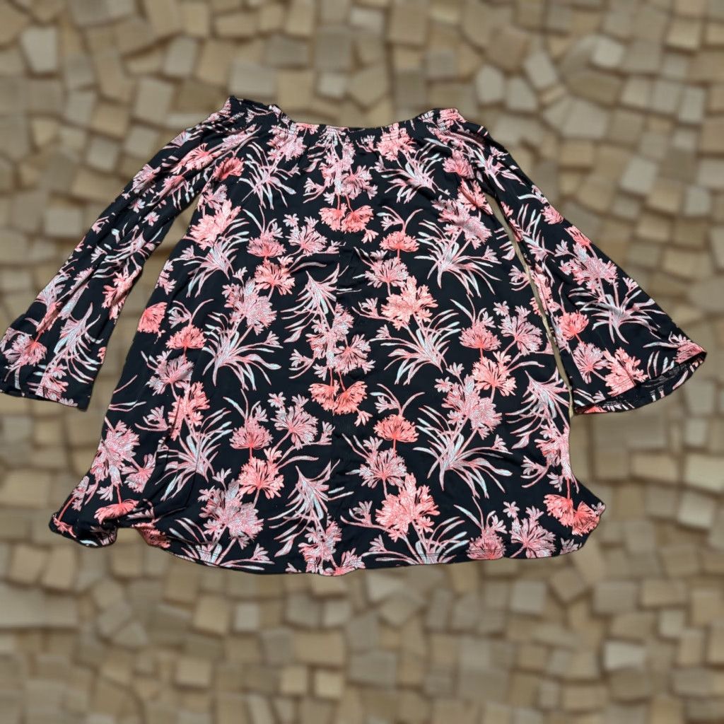 Express VINTAGE? Express Blouse, Women's Size Small, Black Pink Green Floral Long Sleeve Shirt Size S / US 4 / IT 40 - 1 Thumbnail