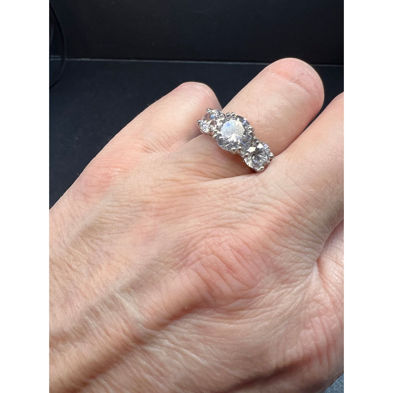 Other Vintage 3 stone CZ sterling silver ring size 7 Size ONE SIZE - 6 Thumbnail