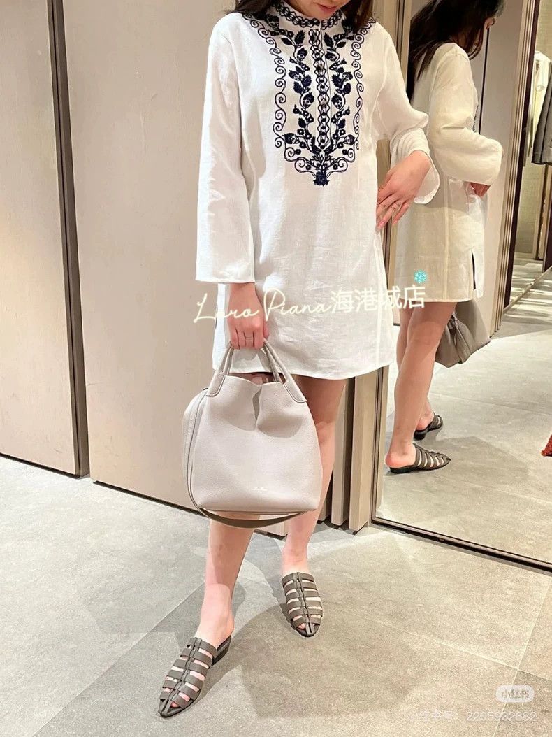 Loro Piana LORO PIANA Embroidered linen dress Size S / US 4 / IT 40 - 8 Thumbnail