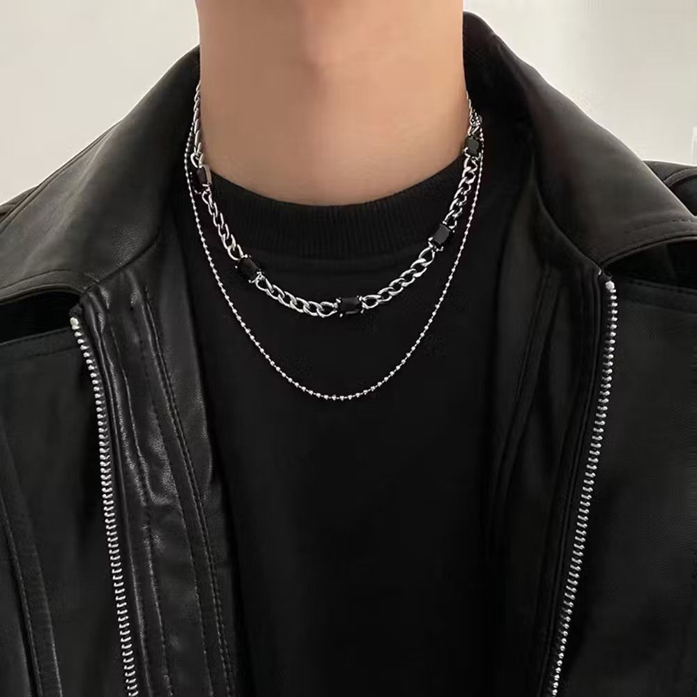 Jewelry Double Layer Cuban Chain Necklace Size ONE SIZE - 1 Thumbnail
