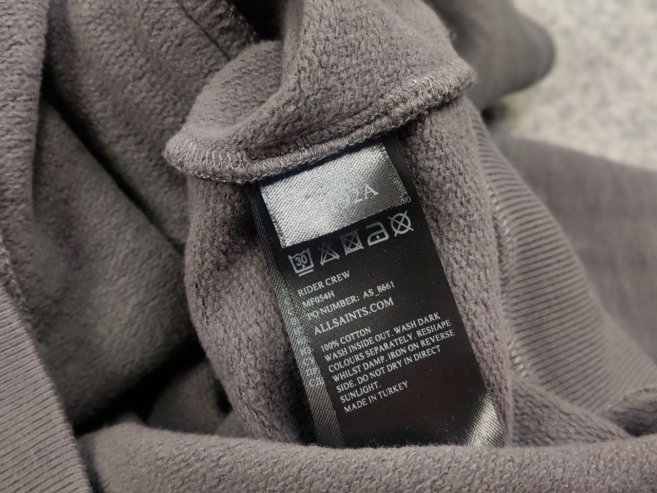 Allsaints Allsaints Rider CrewChek Military Zip Pocket Gray Sweatshirt Size US S / EU 44-46 / 1 - 13 Thumbnail