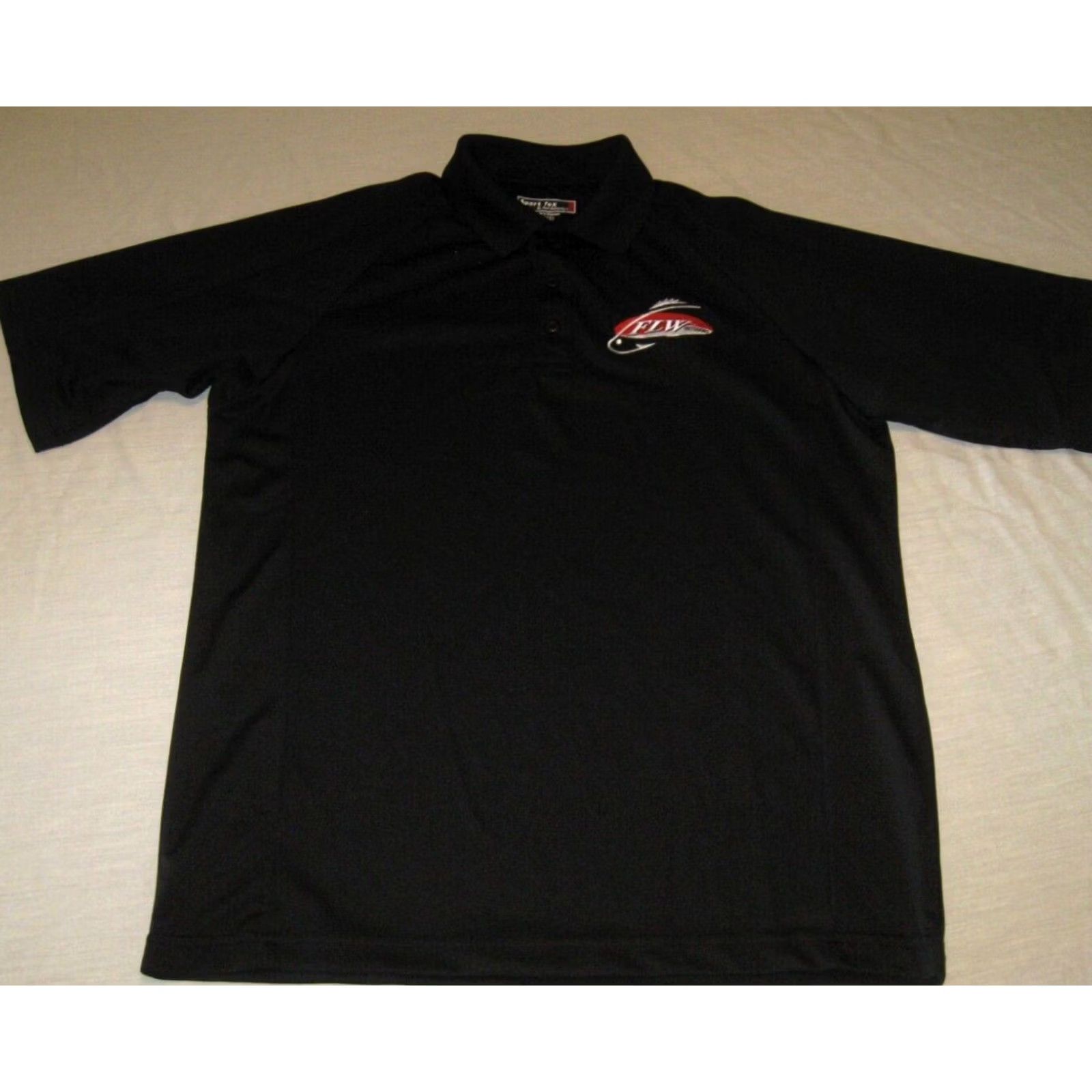 Vintage League Polo Shirt Mens Small FLW MLF Fishing Outdoor Embroidered Black 100% Polyester Shirt Polo Sports Mustang-style Size US S / EU 44-46 / 1 - 2 Thumbnail