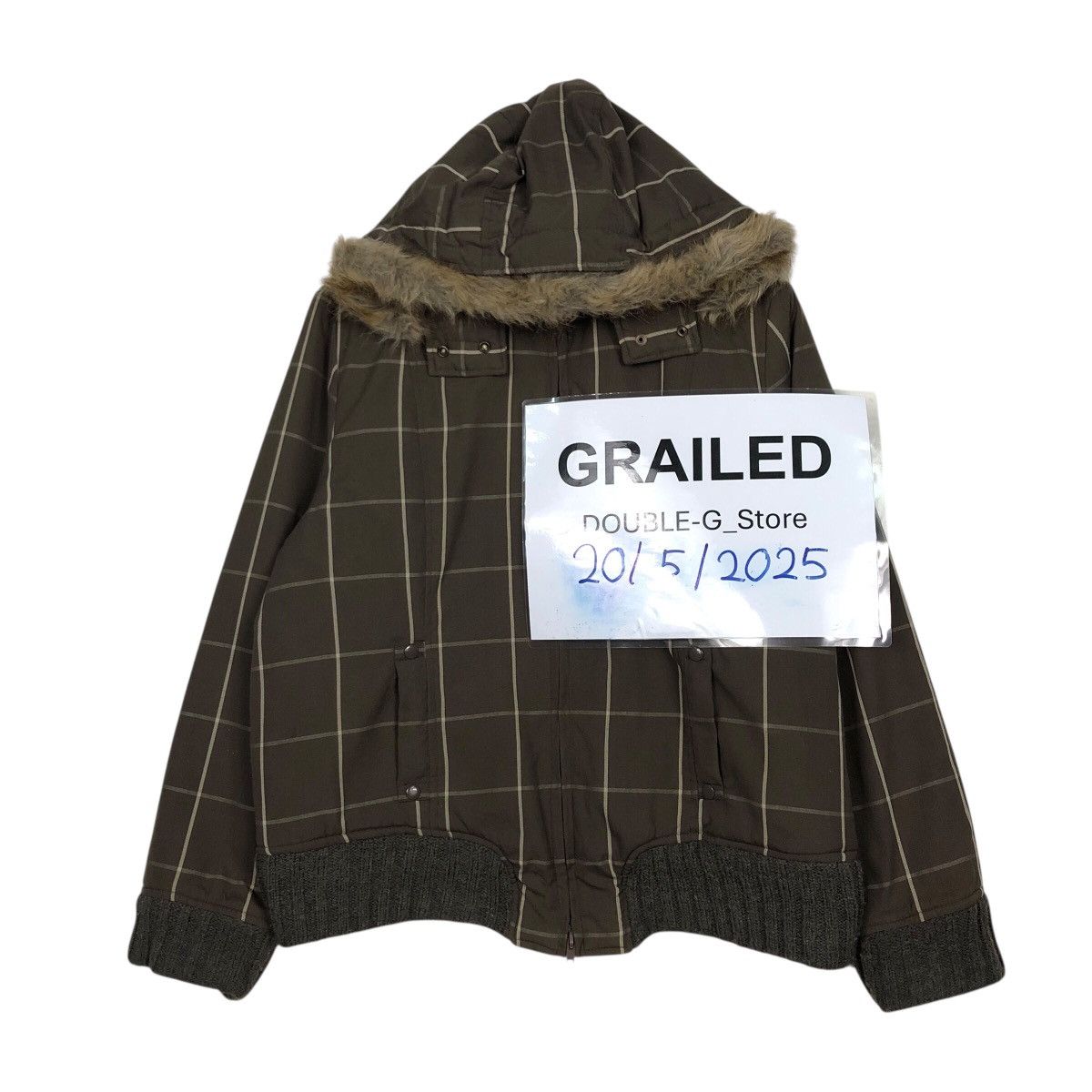 Japanese Brand Vintage Sky Bomber Faux Fur Trim Military Grid Jacket Size US L / EU 52-54 / 3 - 1 Thumbnail