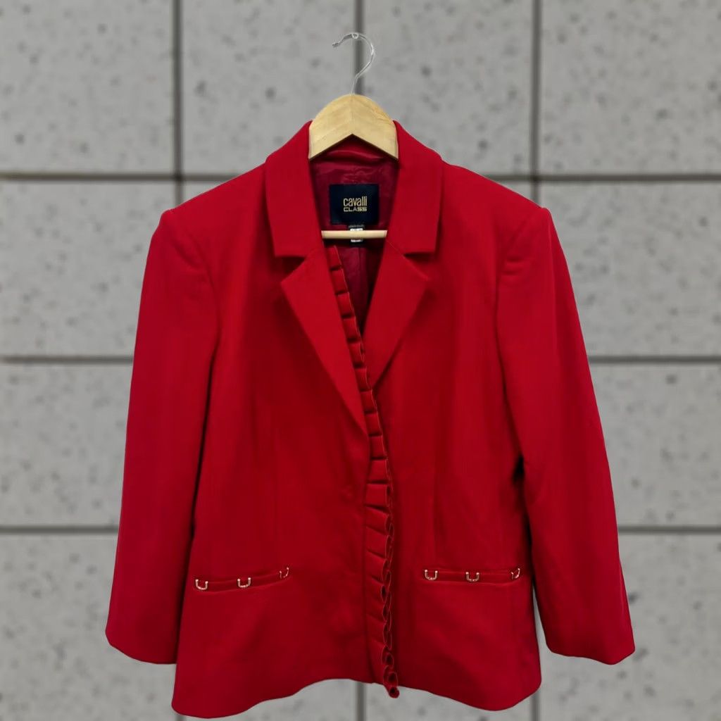 Roberto Cavalli Roberto Cavalli Blazer Women IT 46 US 10 Red Stretch Blazer Vintage? No Size L / US 10 / IT 46 - 1 Thumbnail