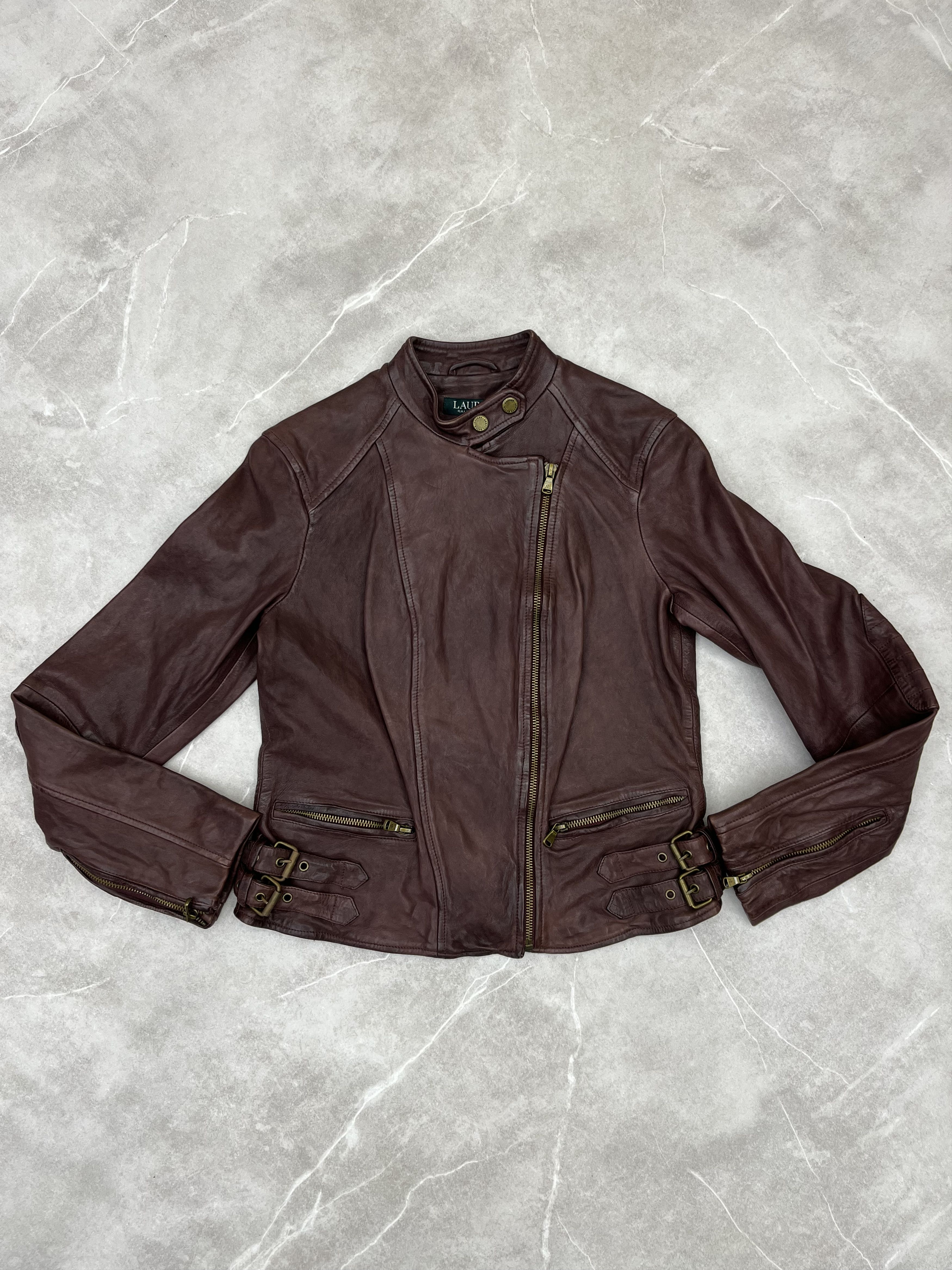Lauren Ralph Lauren Lauren Ralph Lauren Tumbled Leather Moto Biker Jacket Size M / US 6-8 / IT 42-44 - 1 Thumbnail