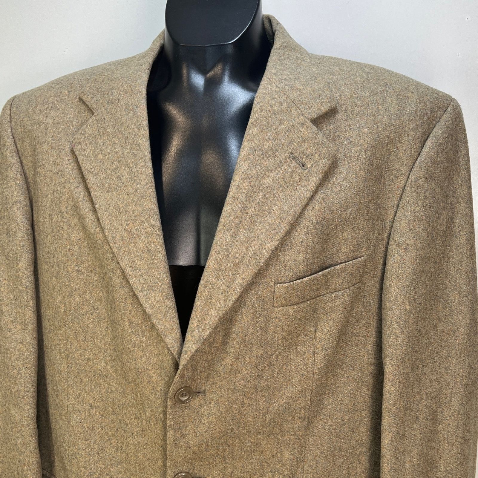 Oscar De La Renta Oscar De La Renta Wool Cashmere Blazer Tan Neutral Academia Size 44R - 2 Thumbnail