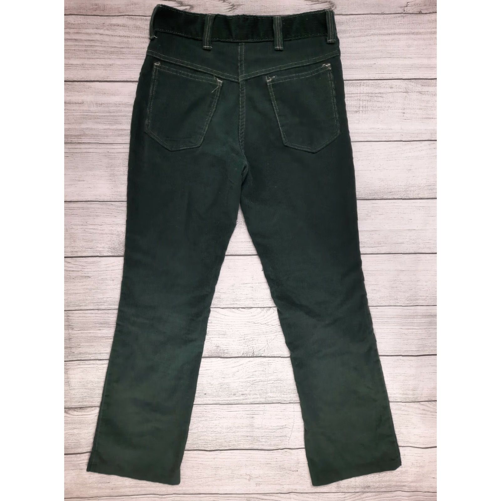 JCPenney VINTAGE JC Penny Corduroy Bootcut Flare Pants USA Women's 28x28 Green 1970s 70s Disco Jeans Women’s Fit Size 28" / US 6 / IT 42 - 3 Thumbnail