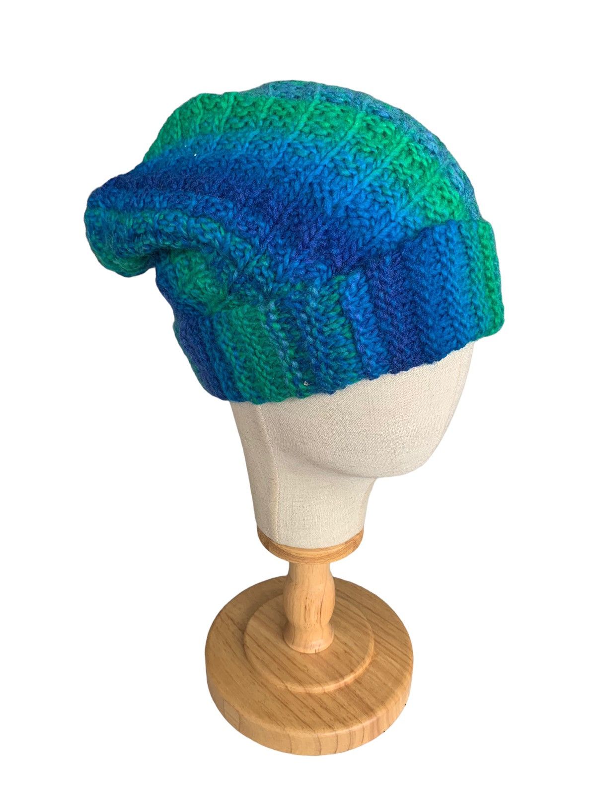 Handmade × Japanese Brand HIPPIES STYLE Multicolour Crochet Knit Long Beanie Hats Size ONE SIZE - 3 Thumbnail