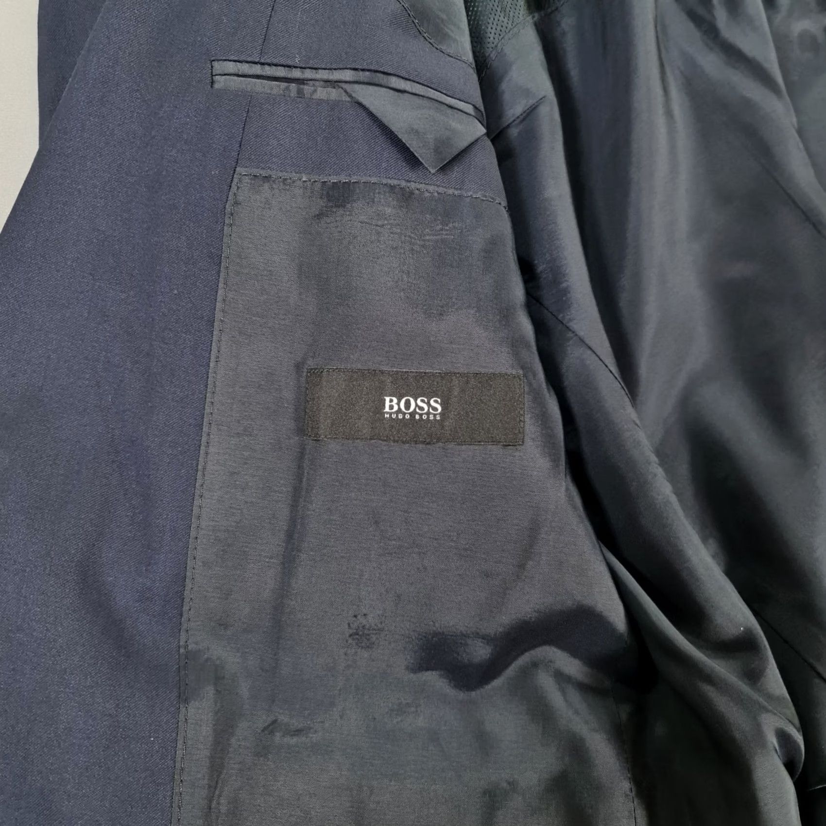 Hugo Boss HUGO BOSS Men Suit Jacket Navy Blue 38 R Super 120s Wool Guabello Hayes Size 38R - 5 Thumbnail