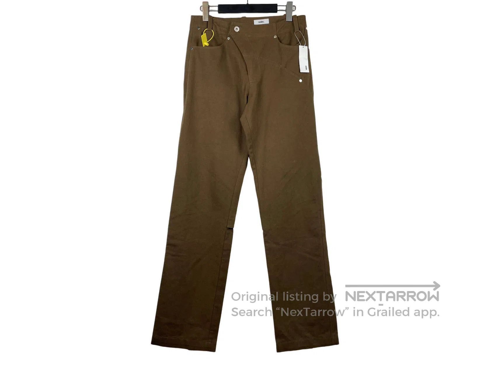 size? Side size S Brown Slant Front Trousers Size US 27 - 1 Thumbnail