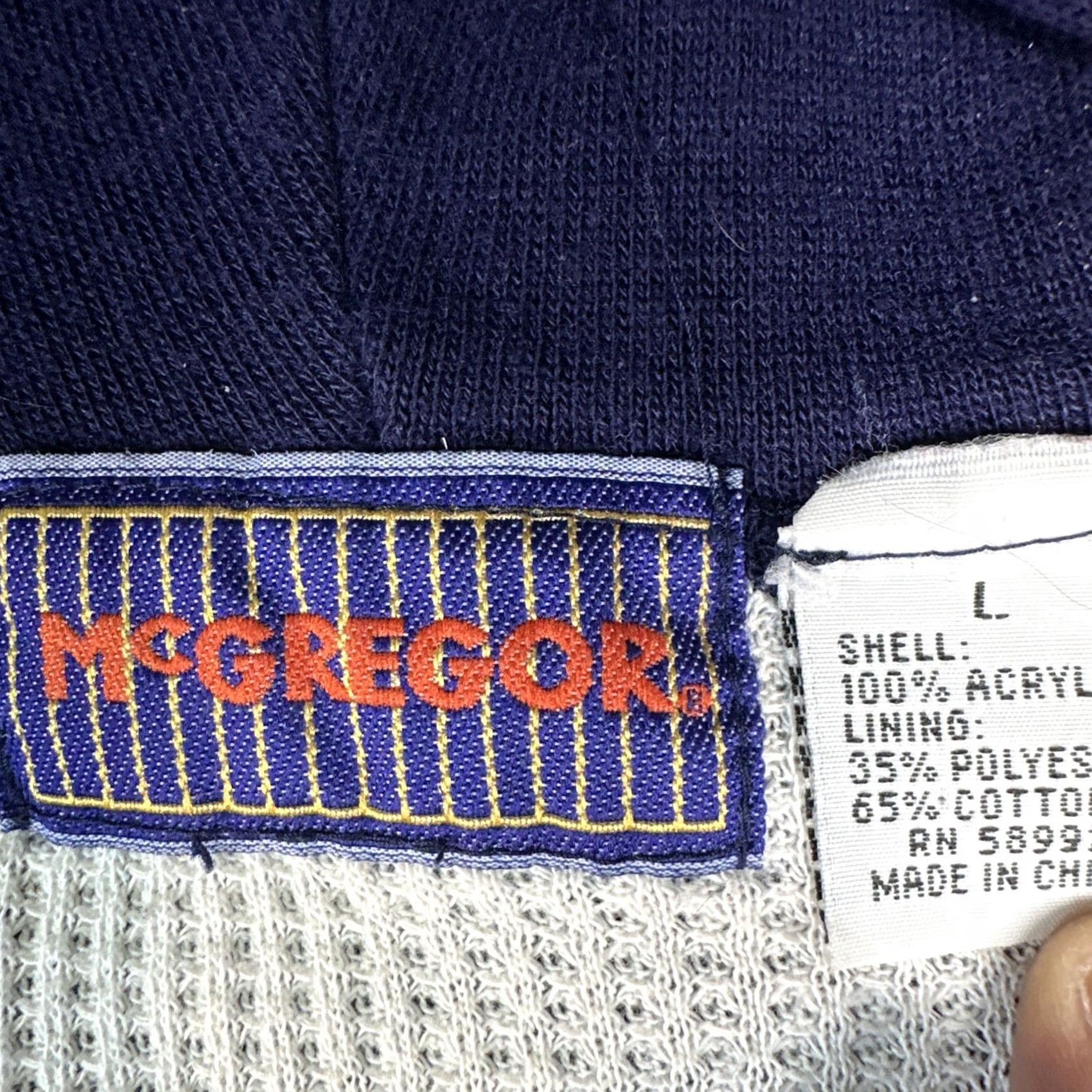 McGregor VINTAGE 80S Mcgregor Hoodie Full Zip L Navy Thermal Lined Men L Size US L / EU 52-54 / 3 - 3 Thumbnail