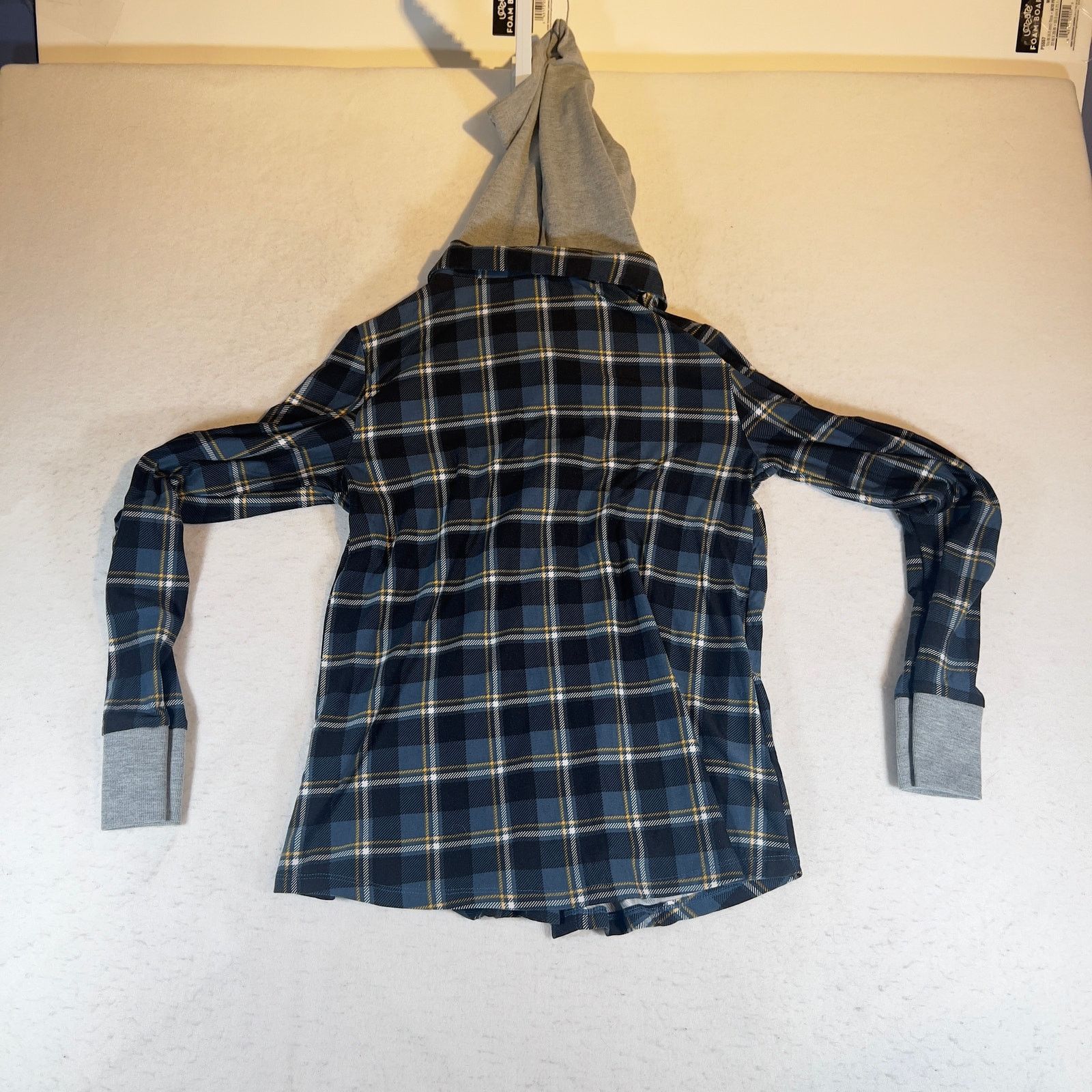 Other Discreet Button Flannel Shirt Hoodie Woman S Blue Drawstring Size S / US 4 / IT 40 - 9 Thumbnail