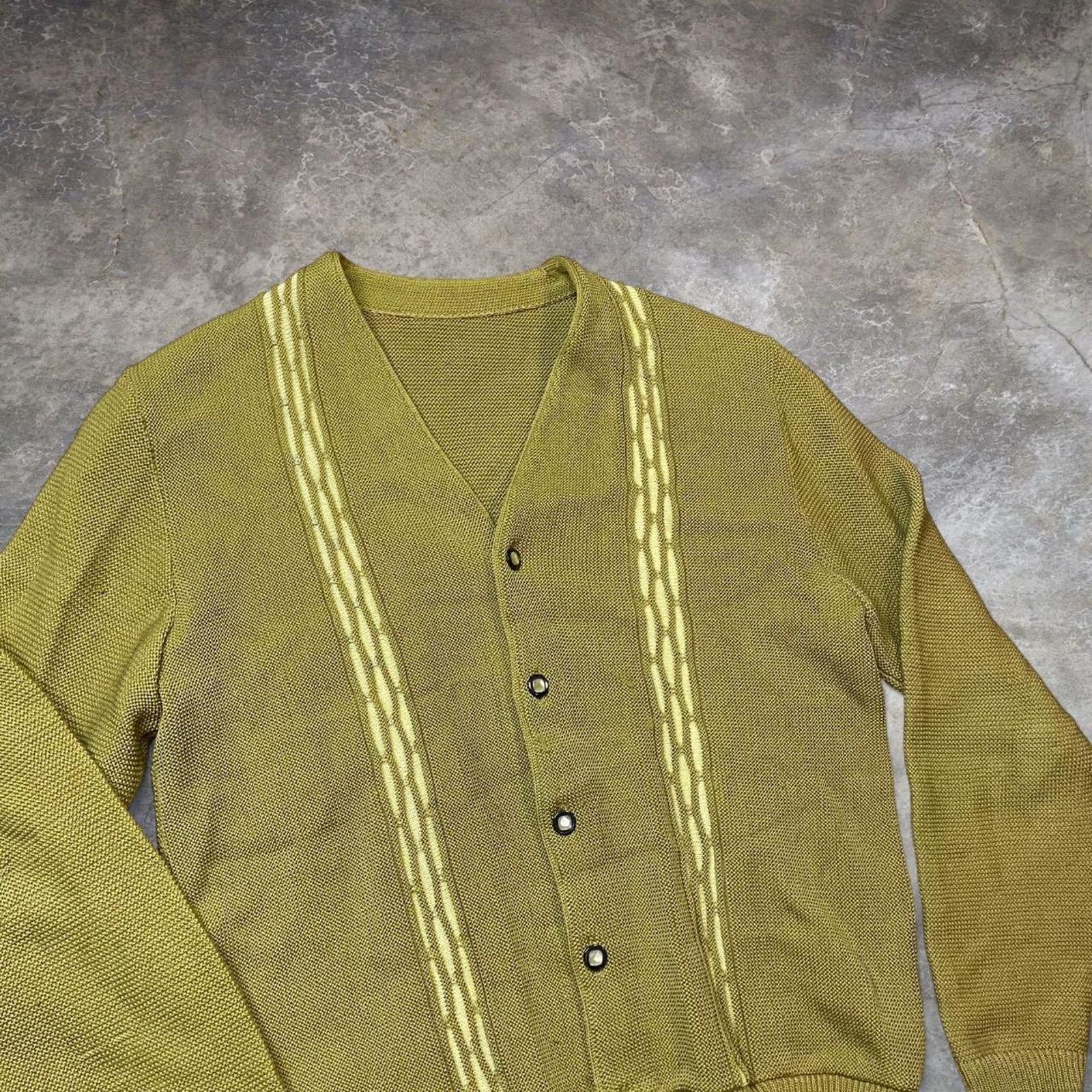 Other Unbranded olive green vintage 60s Cardigan Size US M / EU 48-50 / 2 - 2 Thumbnail