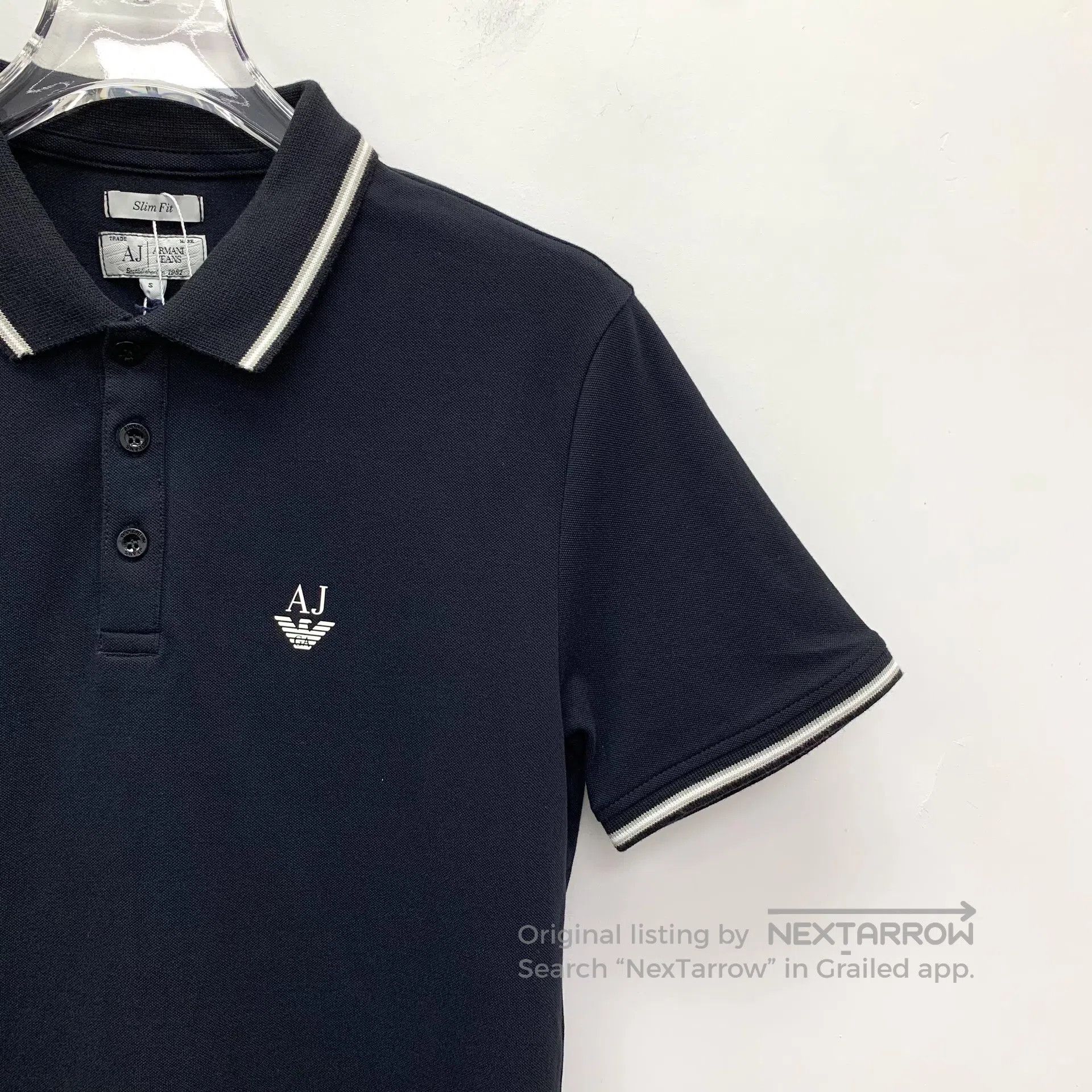 Armani Armani Black Logo Printed Cotton Collar Short Sleeve Polo Size US S / EU 44-46 / 1 - 3 Thumbnail