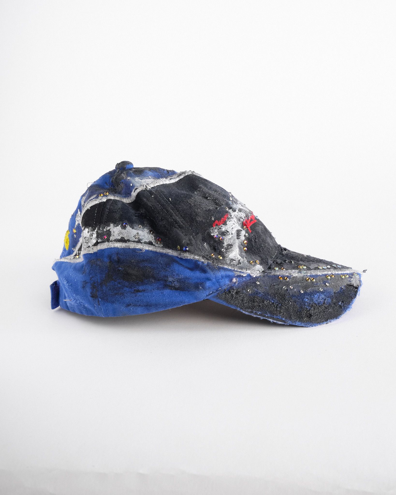 Other ASTROBOI* 'Racing' black and blue distressed rhinestone hat Size ONE SIZE - 6 Thumbnail
