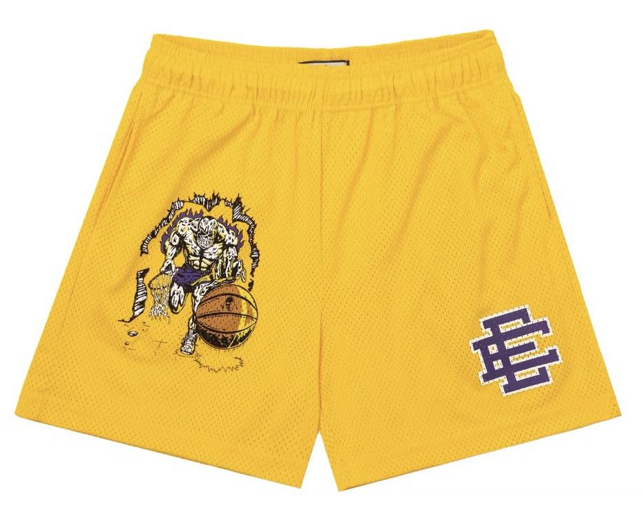 Eric Emanuel × Warren Lotas (XL) EE x Warren Lotas LAKERS Mesh Shorts Yellow Purple Size US 34 / EU 50 - 1 Thumbnail