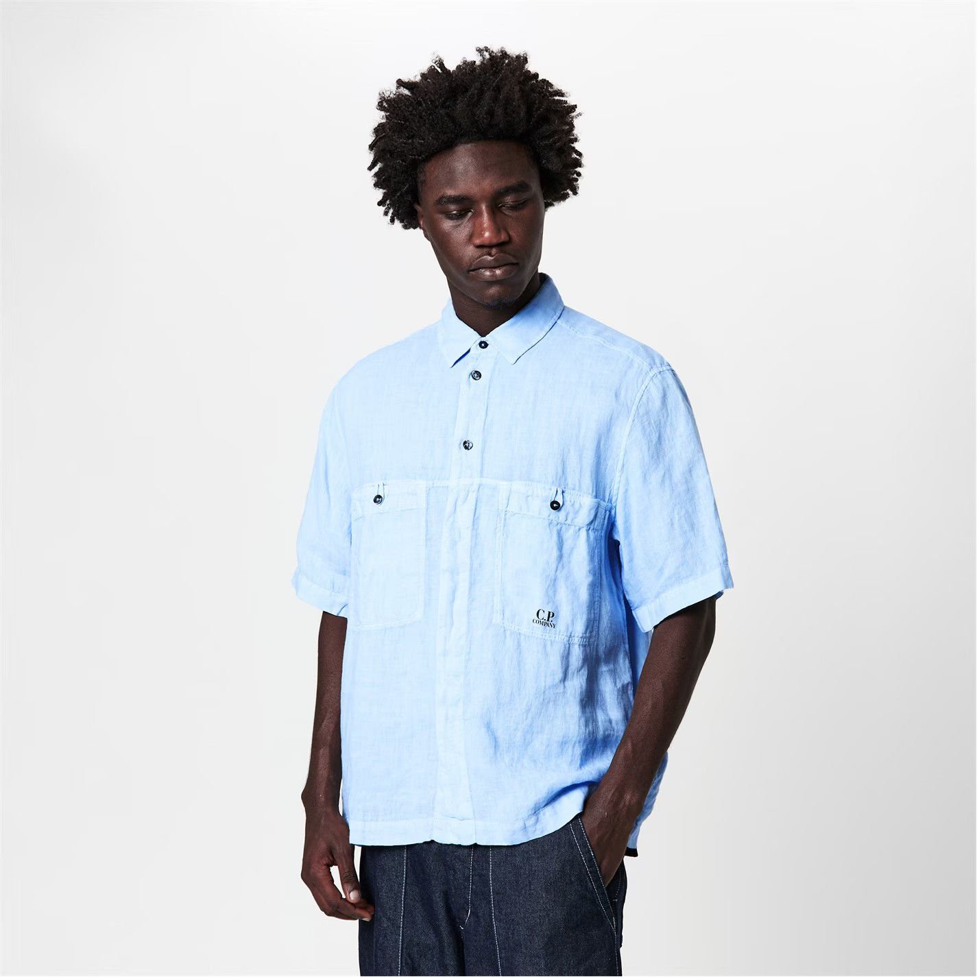 C.P. Company o1g2r1mq0426 Boxy Short Sleeve Shirt in Blue Size US S / EU 44-46 / 1 - 3 Thumbnail