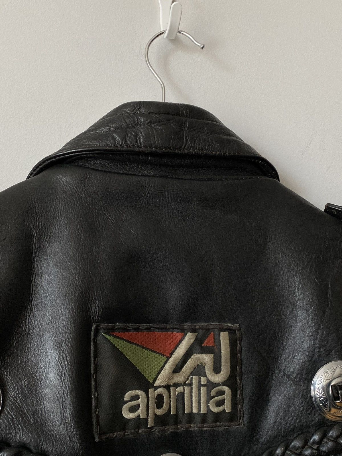 Leather Rare Chesterfield Aprilla Biker Leather Jacket Trims 80s 90s Size US M / EU 48-50 / 2 - 14 Thumbnail