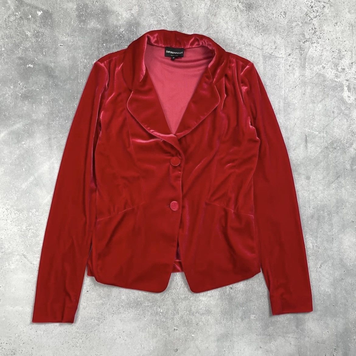 Emporio Armani Emporio Armani Two Button Velour Blazer Women’s Red Size 46 Size L / US 10 / IT 46 - 1 Thumbnail