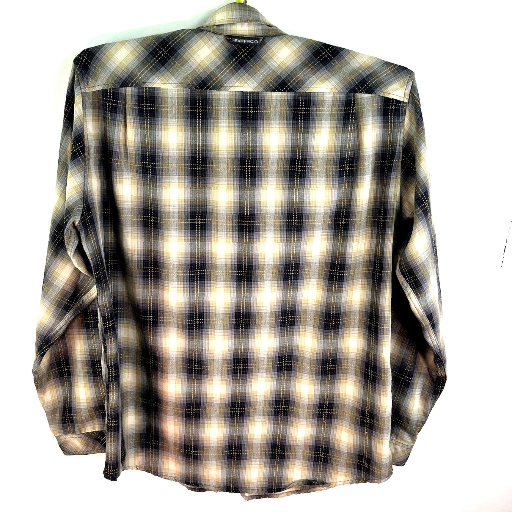 ExOfficio EXOFFICIO Plaid Button-Up Shirt Mens XL Blue/Tan Long Sleeve Shirt Size US XL / EU 56 / 4 - 7 Thumbnail