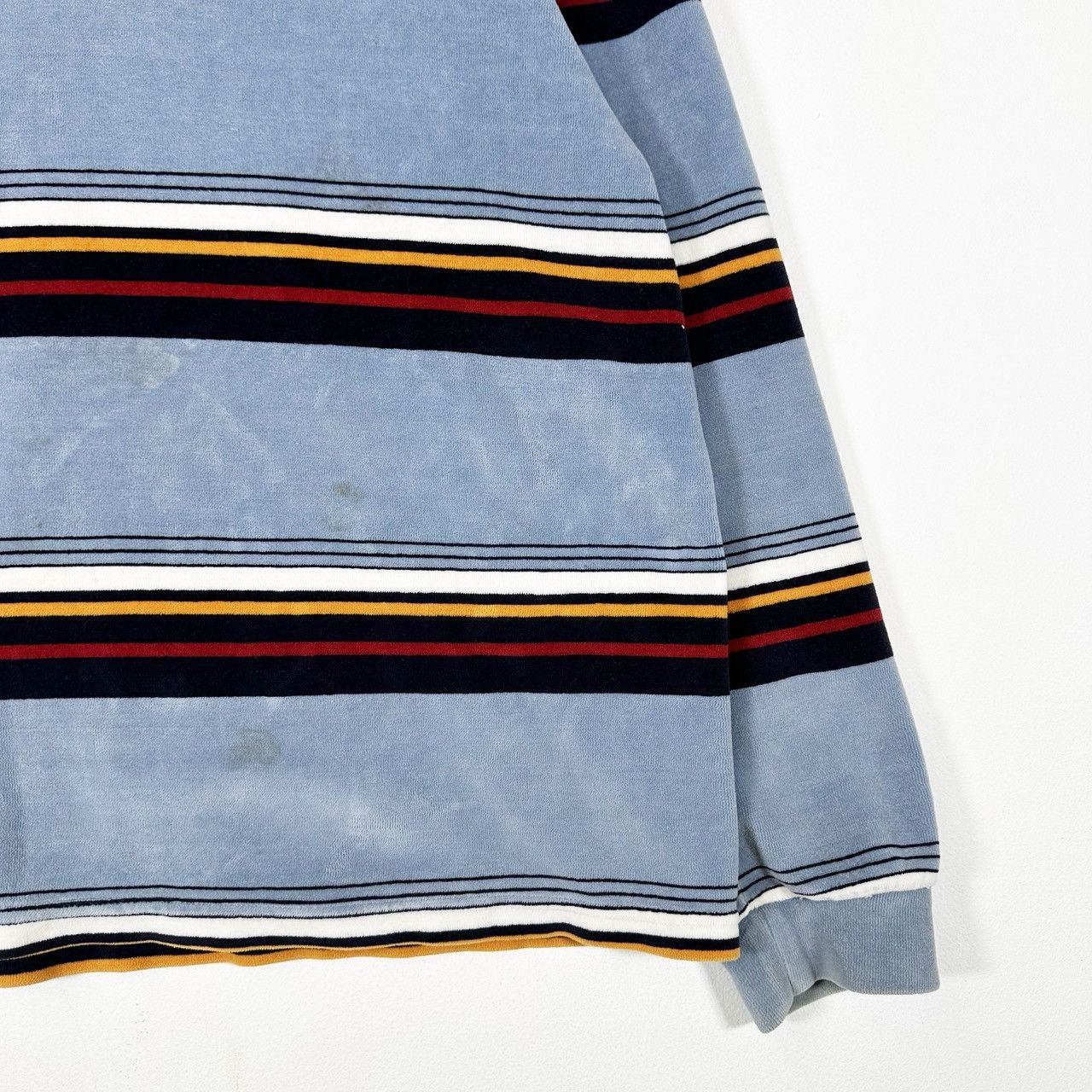 Vintage Vintage 00s Y2K Velour Striped Long Sleeve Rugby Shirt Size US L / EU 52-54 / 3 - 4 Thumbnail